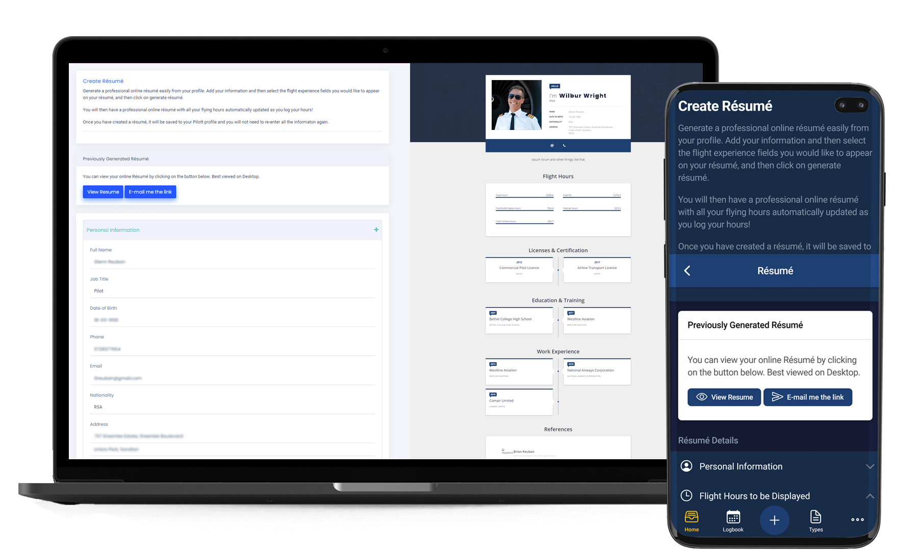 SACAA Electronic Logbook Summaries Pilott Aviation