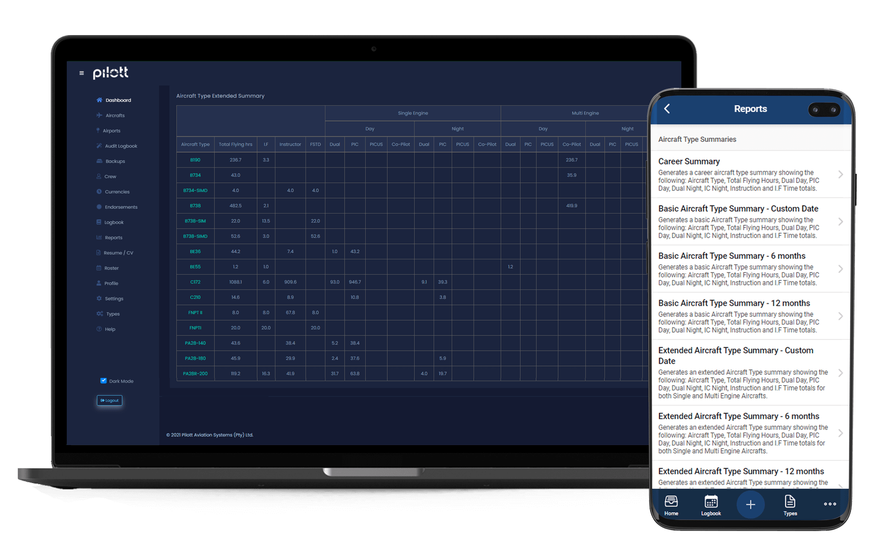 SACAA Electronic Logbook Summaries Pilott Aviation